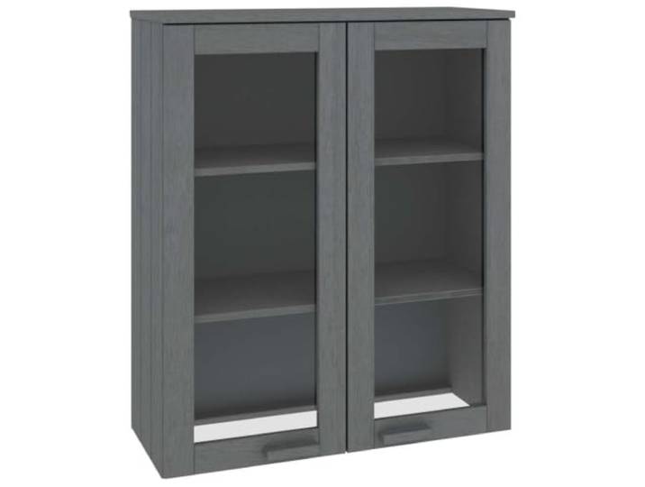 Fisinber Highboard-Aufsatz HAMAR Dunkelgrau 85x35x100 cm Kiefernholz Praktischer Vitrinenaufsatz aus Kiefernholz mit Glastüren für Wohnzimmer und Esszimmer schützt Dekoration vor Staub.
