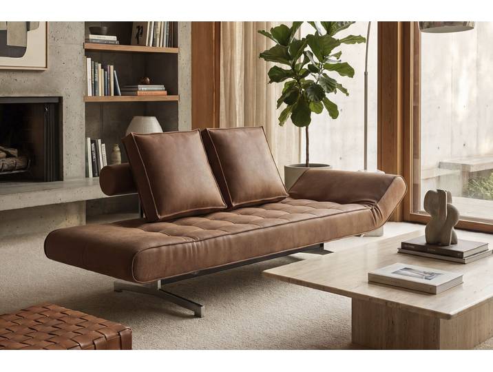 3-Sitzer INNOVATION LIVING ™ Ghia Schlafsofa, Multi-Wohlfühlsofa, Designfuß , braun, B:178cm H:83cm T:93cm, Sofas, 3-Sitzer, eine große Liegefläche mit geringer Stellfläche, beidseitig abklappbar
