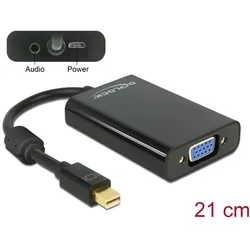 Delock Adapter mini DisplayPort 1.1 Stecker > VGA Buchse + Audio + Power schwarz