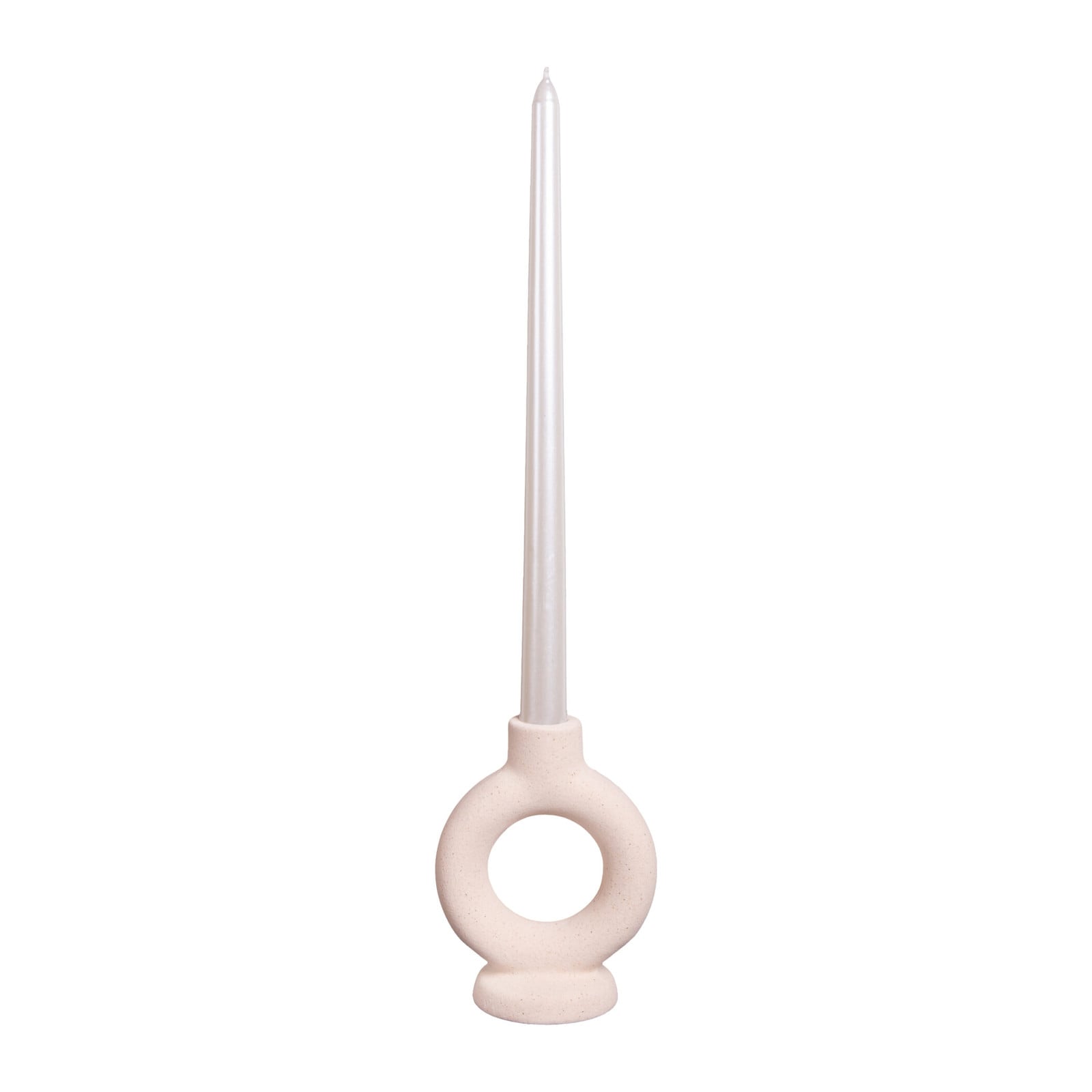 QUVIO Ronde kaarsenhouder - Keramiek - Gebroken wit - Klein