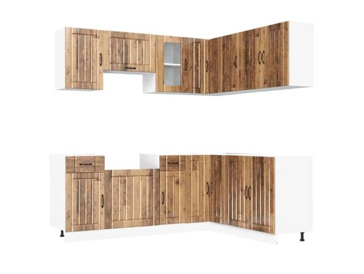 HKTMGDNG 11-tlg. Küchenzeile Küchenschrank Set Altholz-Optik 11-teiliges Möbel-Set für die Küche mit Eckschränken, Spülenschrank und Geschirrspülerblende für viel Stauraum.