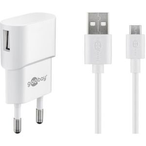 Goobay USB-Ladegerät 45297, 5 Watt, 1x USB-A, 1 Port, mit USB-A auf Micro-USB Kabel
