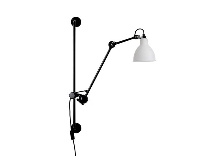Lampe Gras 210 Wandleuchte, schwarz/weiß satiniert, PC - DCW Lampe Gras 210 Round - Wohnzimmer - Design - Metall - Einflammig