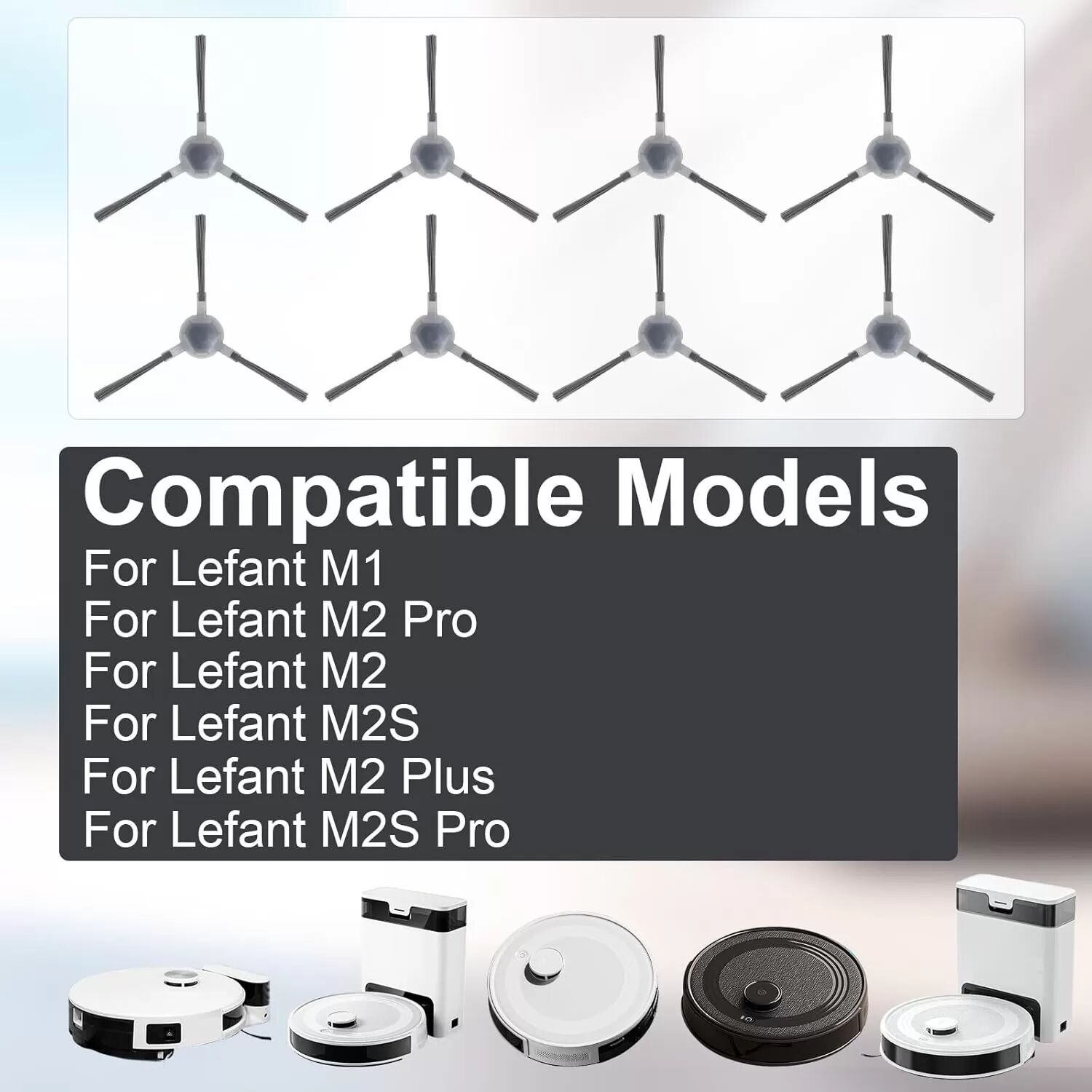 INF Kit de remplacement de brosses latérales compatible avec l'aspirateur robot Lefant M1 / M2 Pro