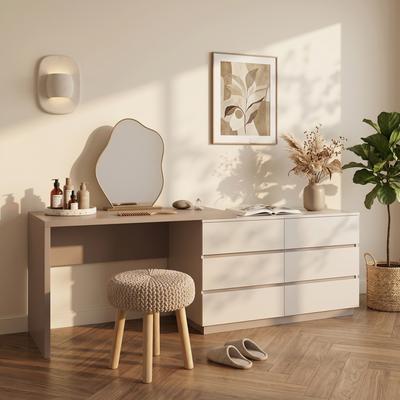 Unbrand Modern Home Office Expandable Dresser Desk Combo with 6 Drawers For Home and Office