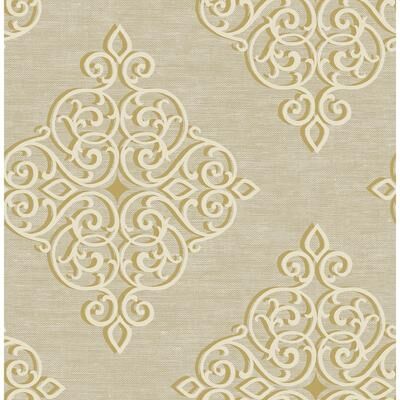 Seabrook Designs Nellie Medallion Damask Unpasted Wallpaper