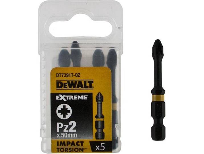 DeWALT PZ2 50mm Impact Torsion Schroefbits (5 stuks) - Extreme - DT7391T