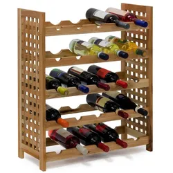 Relaxdays Weinregal Walnuss für 25 Flaschen Braun