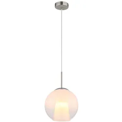 Esszimmerleuchte Kugellampe Hängeleuchte Glas opal klar verchromt H 120 cm