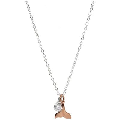 Kette mit Anhänger SMART JEWEL "Anhänger Flosse und Zirkonia, bicolor, Silber 925", rosa (silber, rosé vergoldet bicolor), Halsketten, Damen, 47cm, Silber 925 (Sterlingsilber)