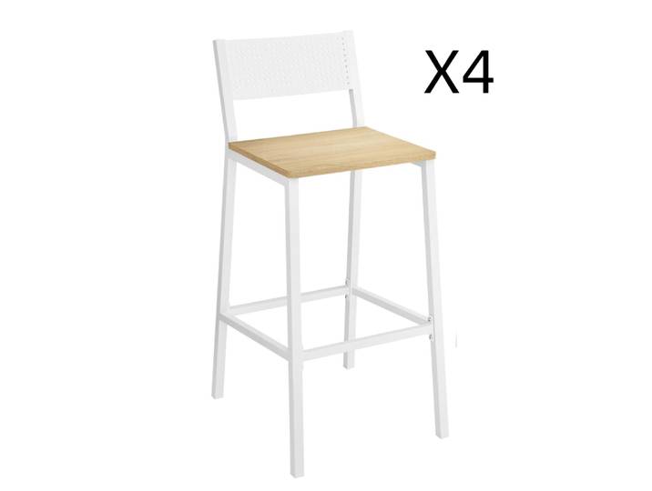 Ensembles tabourets de bar chêne blanc et beige