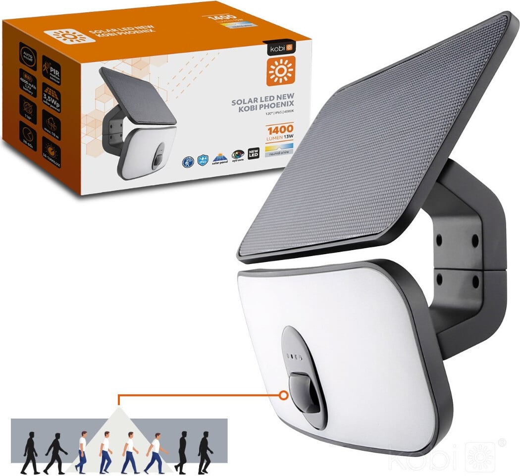KOBI Solar LED-schijnwerper New Phoenix, 13W, neutraal wit