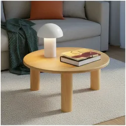tectake® Couchtisch, rund, furnierte MDF-Tischplatte, bodenschonende Filzgleiter
