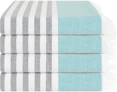 "American Soft Linen 100% Cotton Turkish Peshtemal Beach Towels, 35""x60"" Size 4 Pack Swim Towels for Beach and Pool Towels"