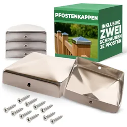Novatool 5 Stück Edelstahl Pfostenkappen 71x71mm mit Schrauben , Pfostenabdeckung Pfostenkappe 7 ,1cm Holzpfosten Zaunpfosten Zaun Abdeckung Abdeckkappen Abdeckkappe Zaunkappe Zaunkappen Pfostenschuhe