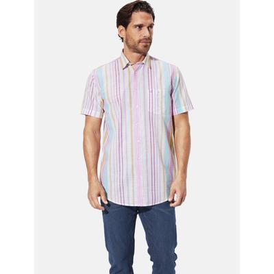 Kurzarmhemd BABISTA "Kurzarmhemd MELOR", Herren, Gr. XL, weit, weiß (rosa gestreift), Obermaterial: 100% Baumwolle CO., Hemden