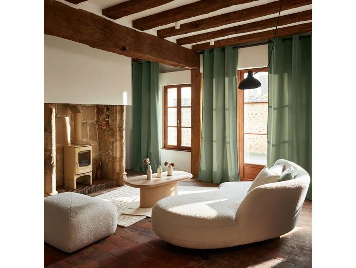 Rideau velours mat au tissage dense vert 135x280 cm