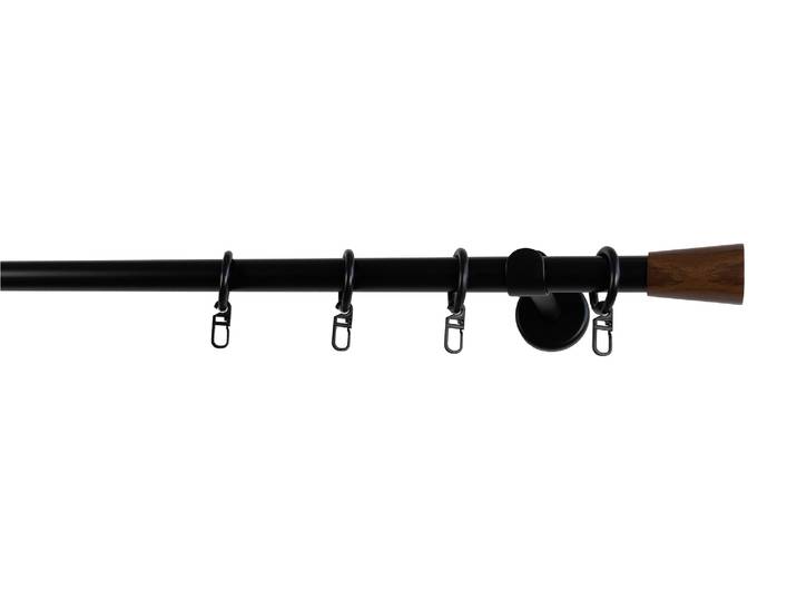 Gardinenstange GARESA Lina mit Keil , schwarz (schwarz, nussbaumfaben), L:140cm, Gardinenstangen, Gardinenstange, Vorhanggarnitur verlängerbar Wandmontage