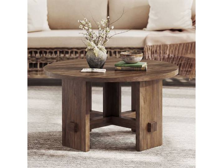 Table Basse - LITTLE TREE - Little Tree - Rond 80×80×45 cm - Bois massif - Marron rustique
