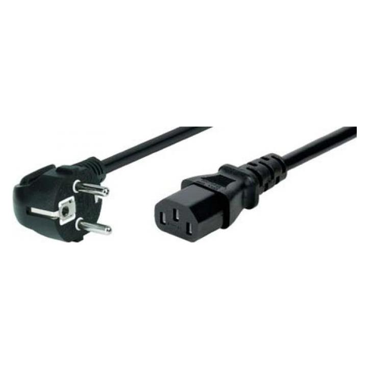 Tecline Netzanschlusskabel, Schukostecker abgewinkelt an Kaltgerätebuchse, schwarz, 3.0 m Netzanschlusskabel (3 m) (580420)