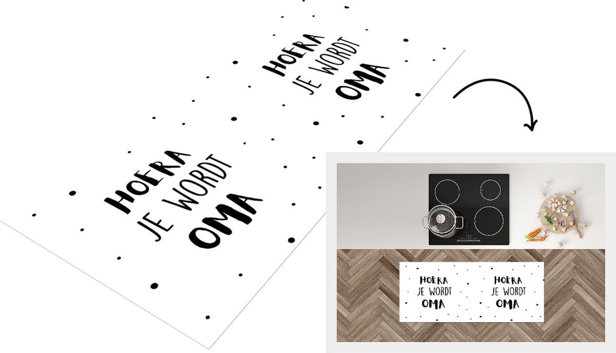 KitchenYeah Keukenloper Vinyl - Quotes - Hoera je wordt oma - 120 x 50 cm