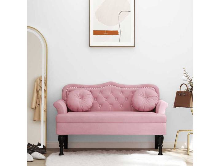 vidaXL Sitzbank mit Kissen Rosa 120,5x65x75 cm Samt