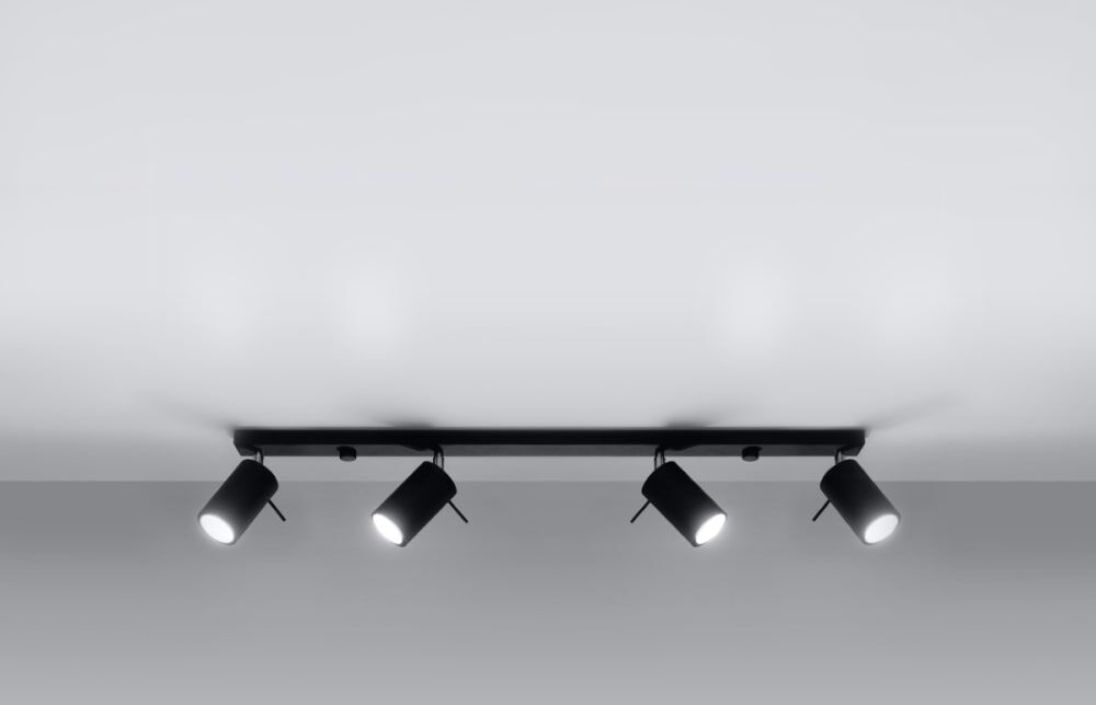 Sollux Lighting Plafonnier Acier Noir GU10 4 Ring Noir 80x0x6cm