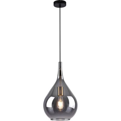 NÄVE Pendelleuchte "Gota", schwarz, 1, Ø 25cm H: 150cm, 1 Stk., Leuchten, Rauchglas D: 25cm, exkl. 1x E27, H: 150cm, Baldachin und Kabel schwarz, Pendelleuchte