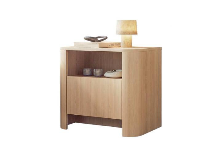 Compleo Nachttisch mit Schublade BORS, Nachtschrank, abgerundetes Design