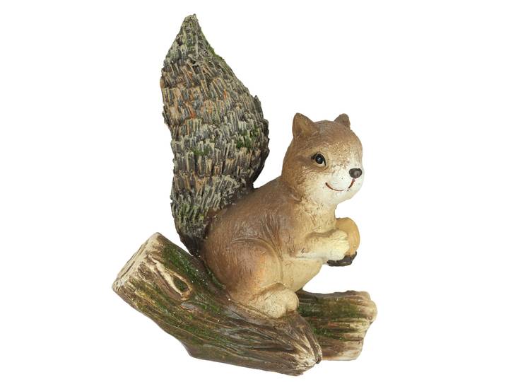 Dekofigur I.GE.A. Eichhörnchen auf Baumstamm , braun, B:18cm H:20cm, Polyresin, Dekofiguren, Dekofigur, Tierfigur Gartendeko Herbstdeko Winterdeko Statue Tierfigur Skulptur