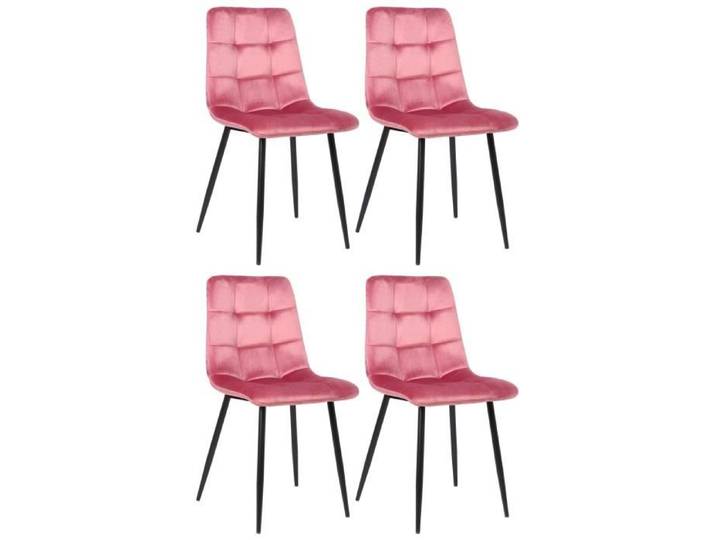 Chaises de salle à manger Tilde - CLP - Lot de 4 - Rose - Velours - Métal noir