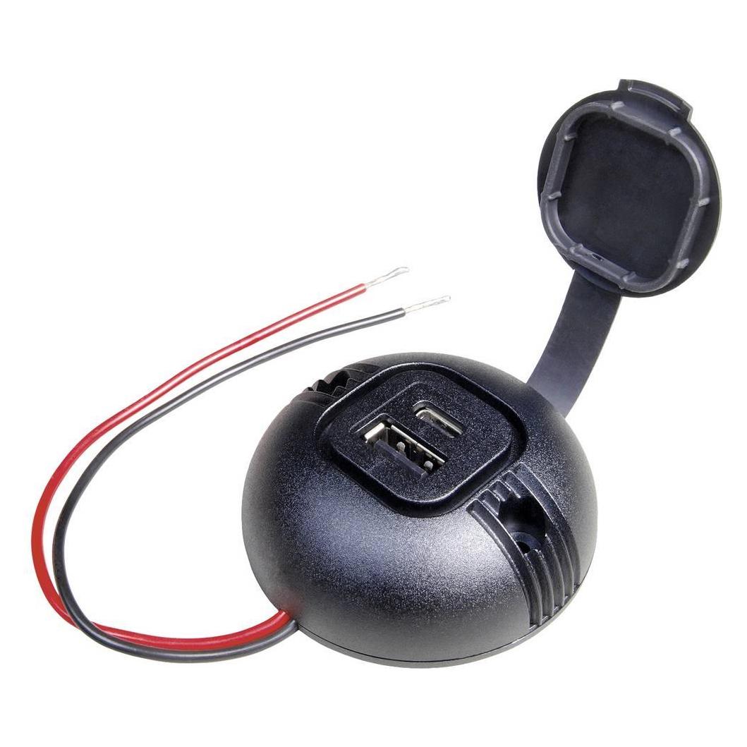 ProCar Runde Aufbau-Power USB-C/A Doppelsteckdose mit Deckel Belastbarkeit Strom (67347601)
