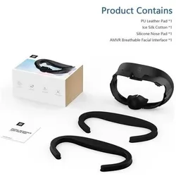 AMVR PU-Leren-Gesichts-Interface-Set für Meta Quest 3, Zubehör VR + AR, Schwarz