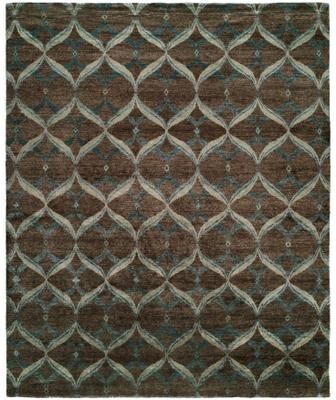 KALATY Modern Brown Hand-Knotted Viscose Area Rug