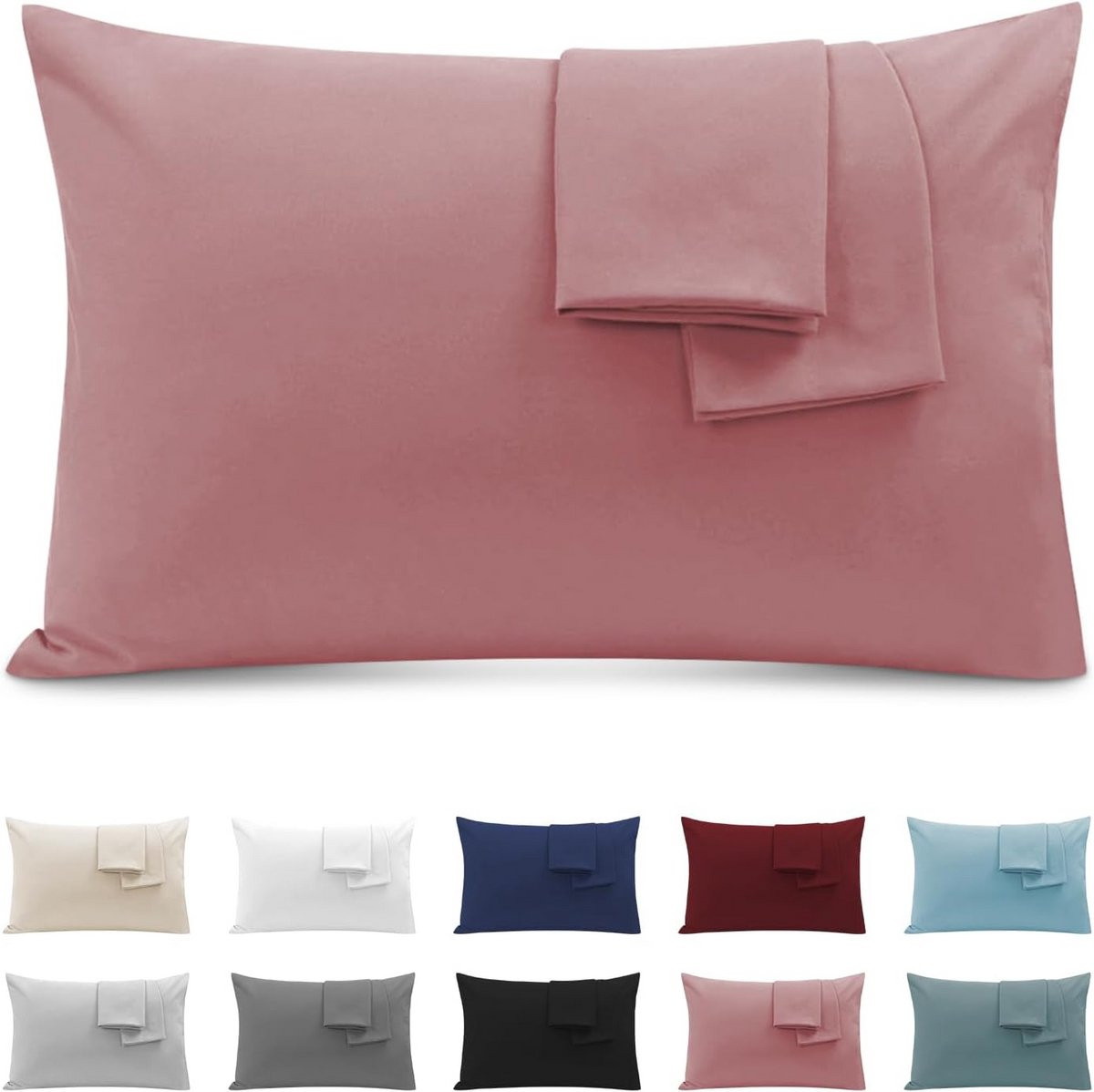 Set van 2 hypoallergene microvezel kussensslopen met onzichtbare rits - Donkerroze - 40 x 70 cm