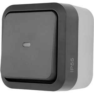REV-Ritter Lichtschalter AquaStorm, grau, Aufputz, Feuchtraum IP55, Wechselschalter