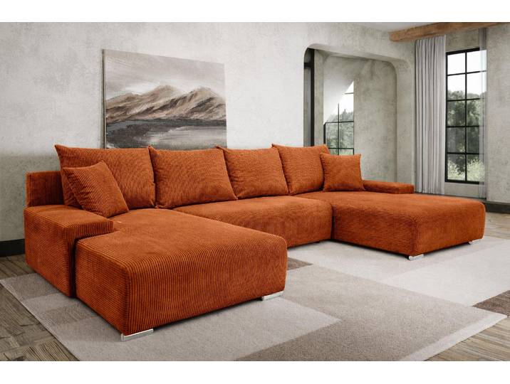Kaiser Möbel Ecksofa, Sofa U form, Couch U form, Livorno U, stoff Poso, Ecru