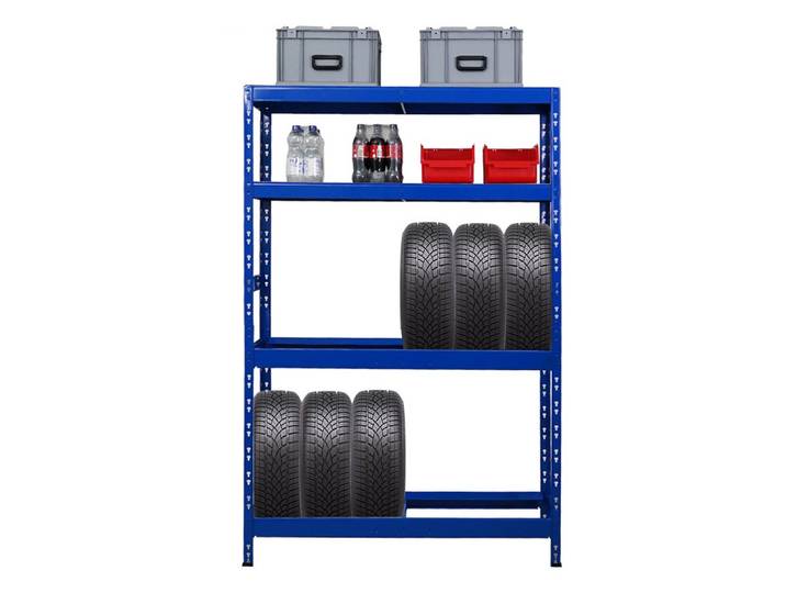 PROREGAL® Schwerlastregal Reifenregal Räderregal Garagenregal TIGER mit Ablage, Für Winterreifen Sommerreifen Allwetterreifen mit Fachböden