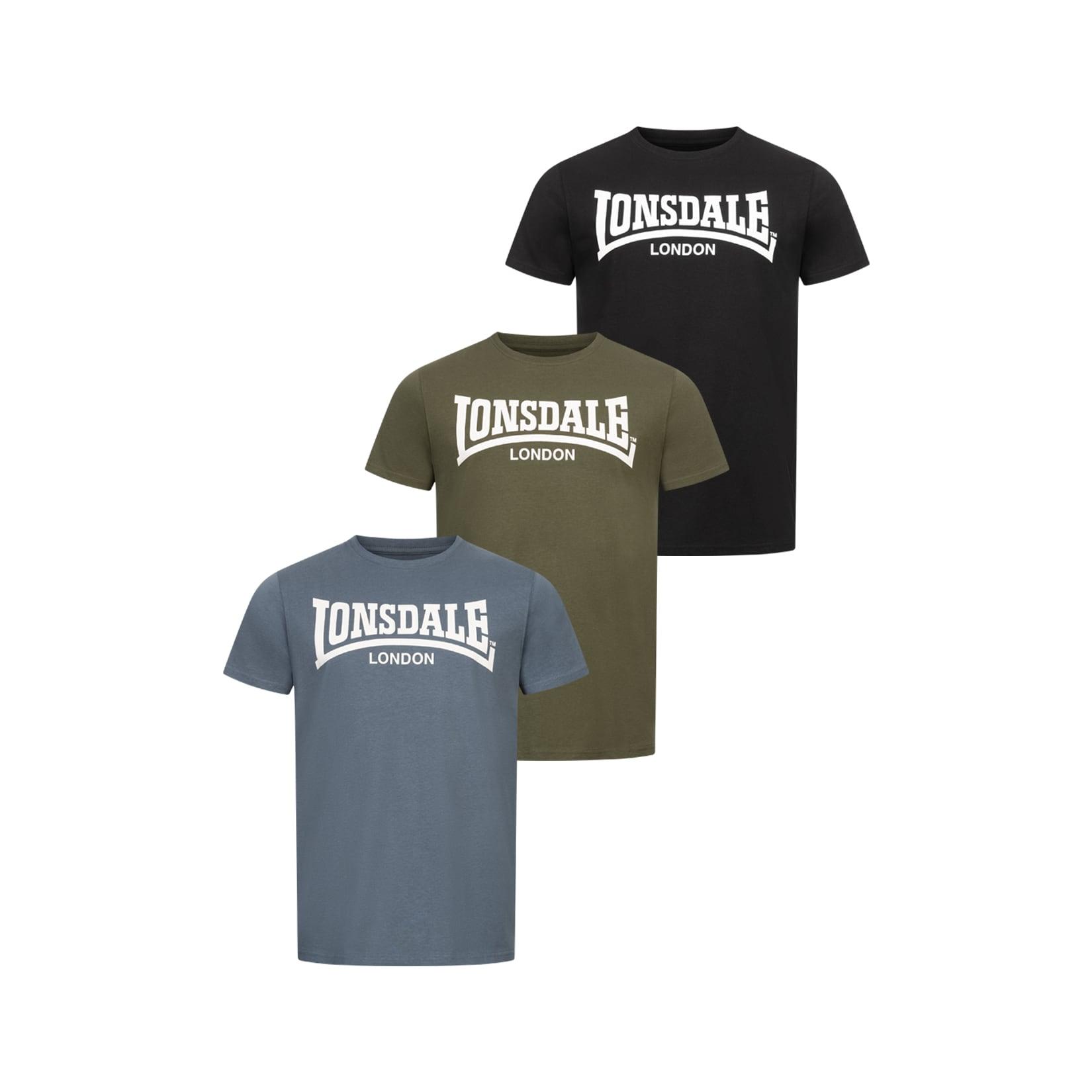Lonsdale Herren T-Shirt normale Passform Dreierpack HINSTOCK