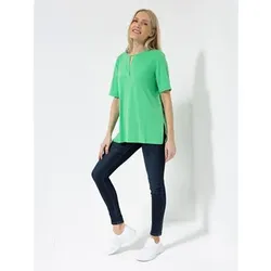 IN-PRINT Shirt, 1/2-Arm Rundhalsausschnitt mit V-Detail uni, Seitenschlitze