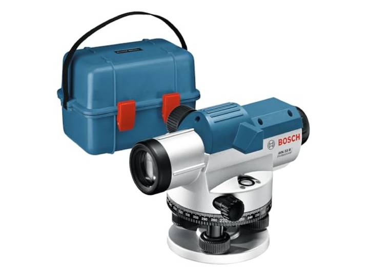 Bosch Professional Livella ottica GOL 32 G (ingrandimento 32x\, unità di misura: 400 Gon\, raggio d'azione: fino a 120 m\, asta metrica GR 500\, treppiede BT 160\, in valigetta)