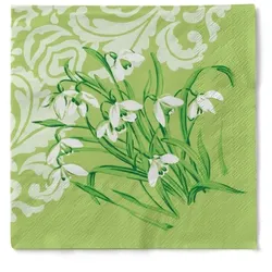 Sovie HORECA Serviette Melanie in grün  aus Tissue 33 x 33 cm, 100 Stück Hochzeit Frühling Blumen