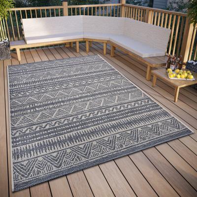 Teppich HANSE HOME "Loto", grau (grau,beige), B:76cm H:6mm L:150cm, Polypropylen (PP), Teppiche, Teppich, strapazierfähig, pflegeleicht, robust, In- und Outdoor, wetterfest