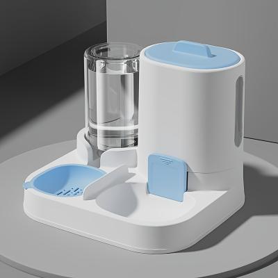 Universal Stock Automatic Gravity Cat Feeder And Water Dispenser Large Capacity Pet Feeding Station blue