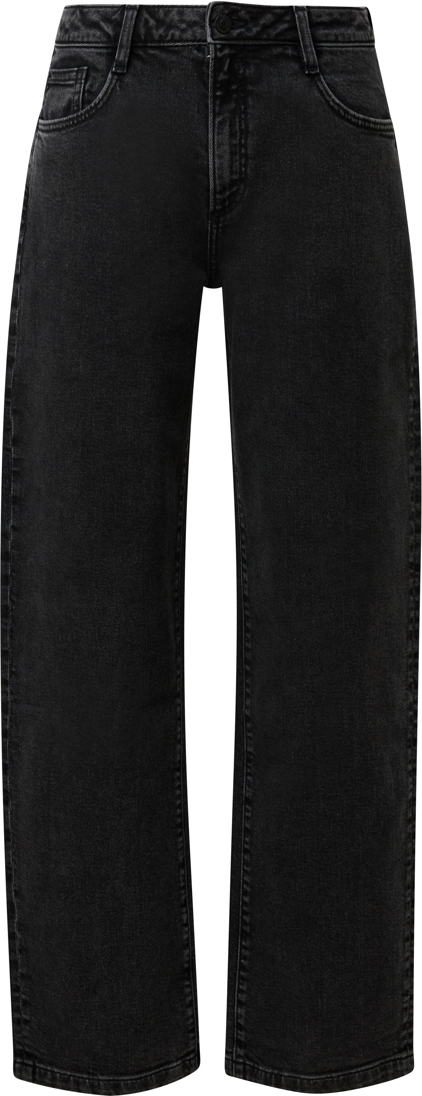 5-Pocket-Hose QS, Damen, Gr. 38, Länge 32, schwarz, Denim/Jeans, Obermaterial: 99% Baumwolle, 1% Elasthan. Futter: 70% Polyester, 30% Baumwolle, unifarben, normal lang, Hosen 5-Pocket-Hose, Barrel Leg Jeans mit Stretch schwarz 38, Länge 32