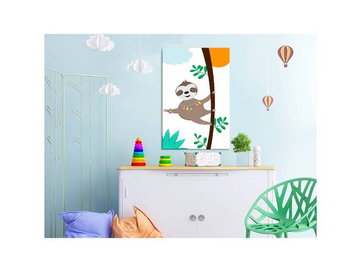 Tableau déco Happy Sloth Lin Multicolore 40 x 60cm