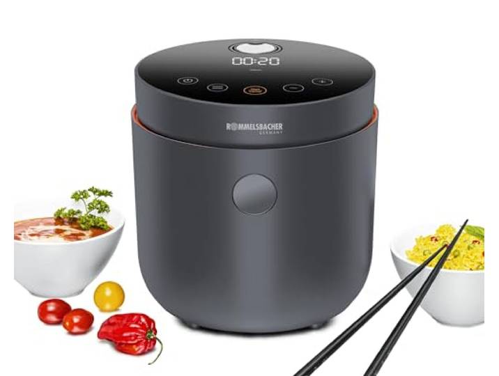 Rommelsbacher Multi Reiskocher MRK 500-6 Programme (Reis, Vollkorn, Low Carb, Suppe, Milchreis, Aufwärmen), Cool-Touch Gehäuse, herausnehmbarer antihaftbeschichteter Innentopf, 500 Watt