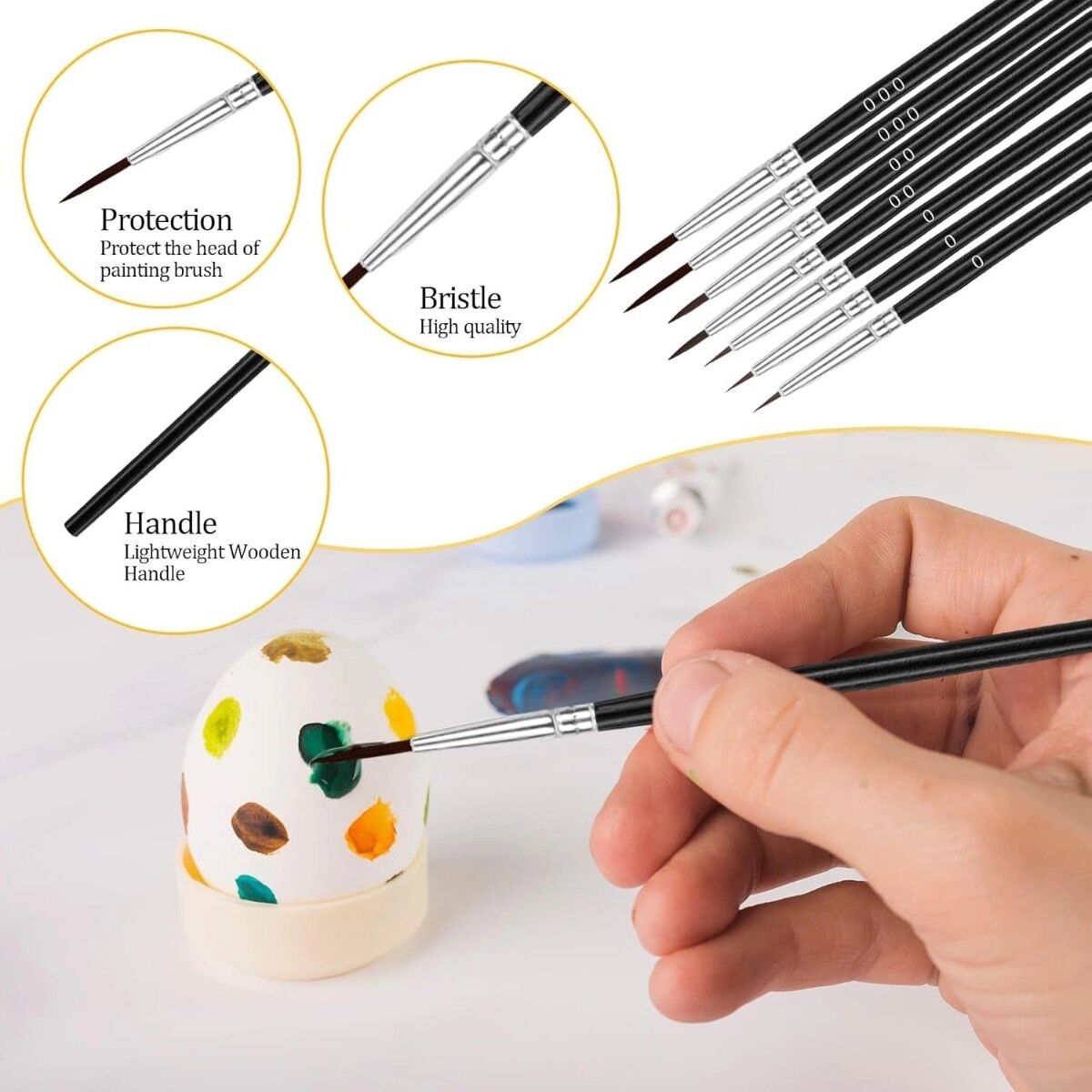 INF Set de pinceaux liner en poils de loup, 11 pinceaux fins pour huile, aquarelle, gouache et peinture numérique