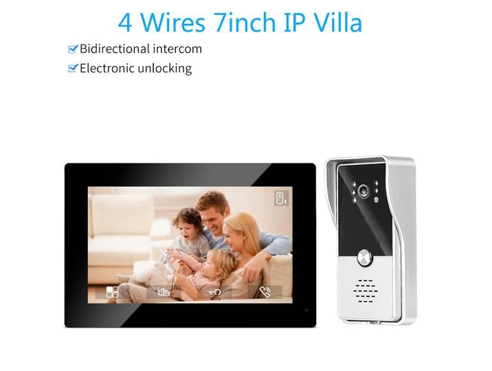 Système d'interphone vidéo filaire couleur de 7 pouces, interphone visuel, caméra, sonnette vidéo, Kits de visiophone pour maison IP Villa appartement M72T