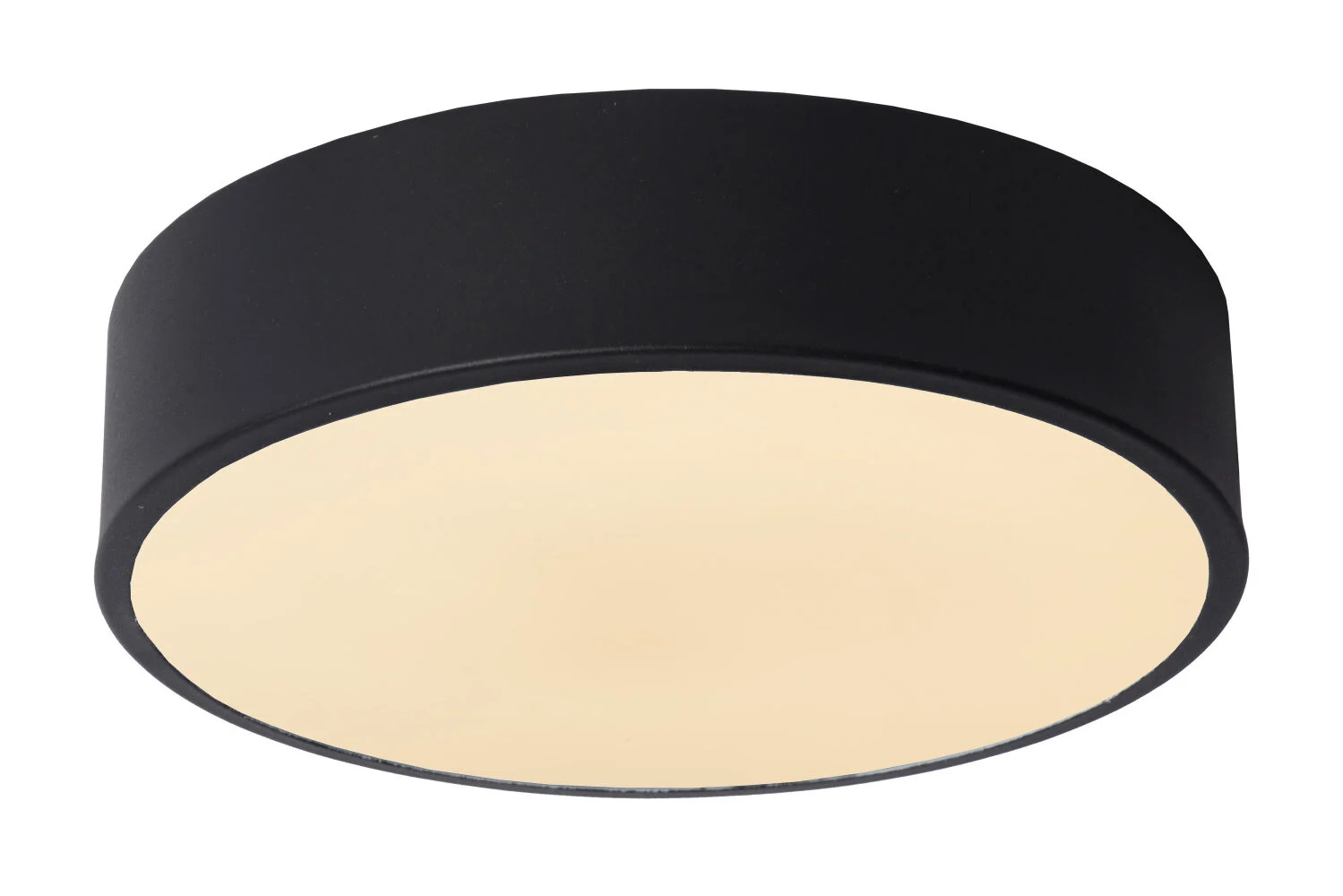 Lucide UNAR LED plafondlamp, rond, zwart of wit, Ø 20 cm, dimbaar, warm wit